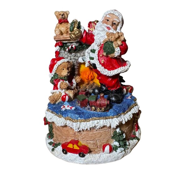 Santa Claus Christmas Music Box Plays We Wish You a Merry Christmas Vintage - Picture 1 of 6